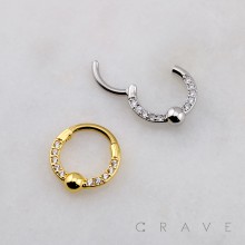 MULTI PAVED CZ CAPTIVE BEAD SEPTUM HINGED SEGMENT HOOP RING 316L SURGICAL STEEL 